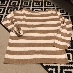 J Crew Gold Cream Stripe Sweater Shirt Top Small